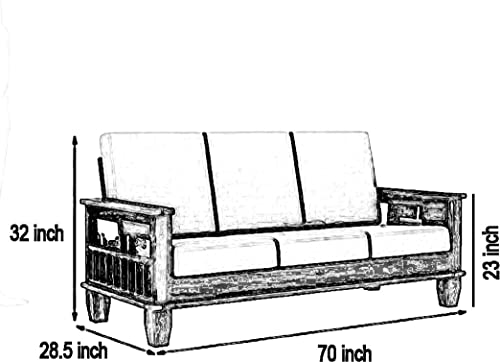 Image of Solid Sheesham Wood Sofa Set 5 Seater for Living Room | Wooden 5-Person Sofa Set for Home Office | 3+1+1 Sofa Sets for Living Room | Five Seater Sofa with Storage | Rosewood, Honey