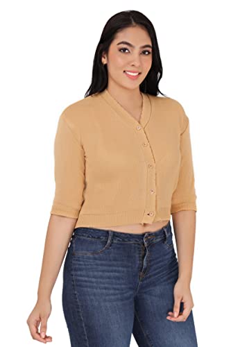 Image of Women Winter Wear V-Neck Half Sleeves Regular Fit Woollen Blouse
