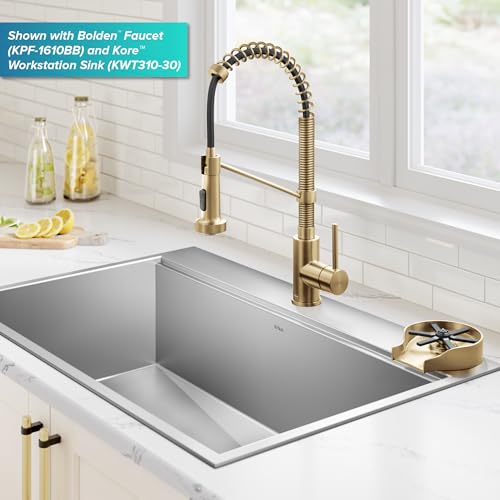 KRAUS CleanMate Glass Rinser for Kitchen Sink in Spot-Free Brushed Brass, KGR-500SFBB by Kraus - Image 6
