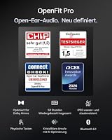 SHOKZ OpenFit Pro Open-Ear-Kopfhörer mit Open-Ear Geräuschreduzierung | Bluetooth 6.1, Optimised for Dolby Atmos, 50 Std. Akku, IP55, tiefer Bass, klare Anrufe, Arbeit, Sport und Outdoor, Schwarz – Ansicht 2