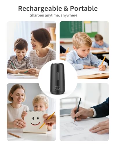 Aniborsa Automatic Electric Pencil Sharpener - Auto Feed, Auto Stop & Auto Eject, Rechargeable for Classroom, Home, School, Office, Black - Image 6