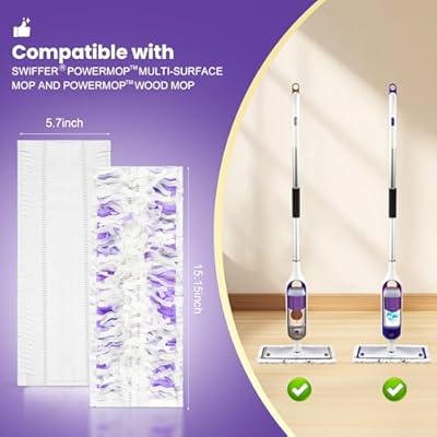 40 Pack Disposable Refill Pads for Power MopTM Multi-Surface and for PowerMopTM Wood Mop, Repalcement Spray Mopping Pads for All Safe Floors