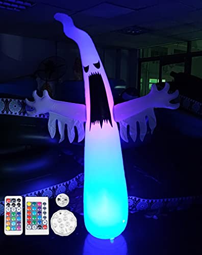 Halloween Inflatables Scary Ghost Decorations With Remote Control, Outdoor Halloween Blow Up Yard Decorations With Adjustable Rgb Led Lights For Garden Lawn Party Decor #TOP1