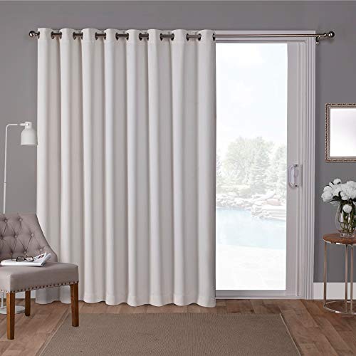 Exclusive Home Curtains Sateen Twill Woven Room Darkening Blackout Wide Patio Grommet Top Single Curtain Panel, 100"x96", Vanilla