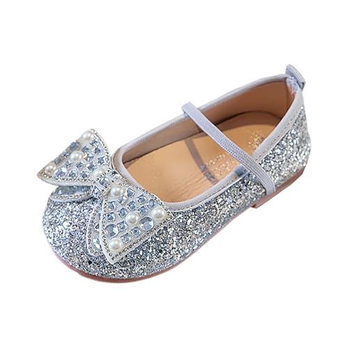 Toddler Girls Dress Shoes Flower Girl Soft Sole Comfortable Slip on Mary Jane Ballet Flat Shoes with Rhinestone
