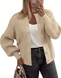 Zeagoo 2026 Cardigan Sweaters for Women Long Sleeve Chunky Knit Cardigan CEW Neck Button Down Fall Fashion Apricot Clothe