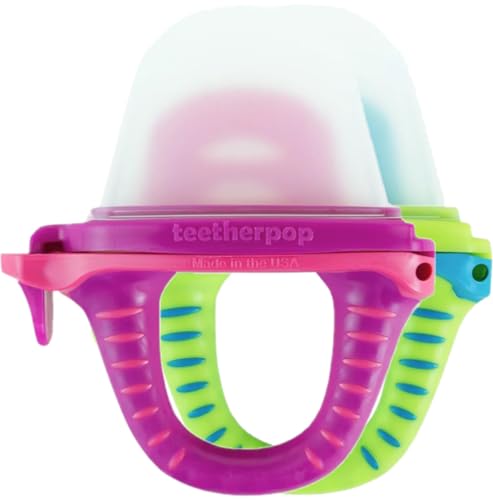 Image of Teetherpop Fillable Freezable Teethers for Babies - Breastmilk Teether with Spill-Proof Sippy Slits- Teething Popsicle for Baby, Liquids & Purees, Cooling Teething Relief Feeder Pacifier - Sunrise Set