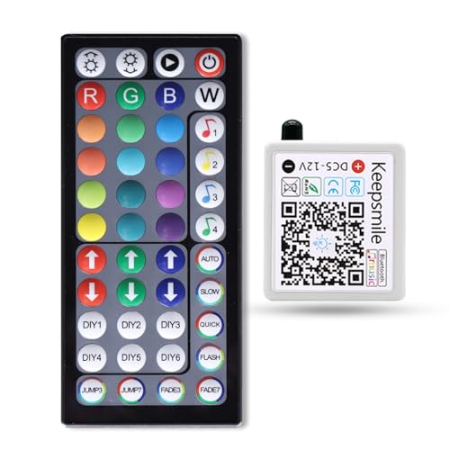 Tenmiro Smart App Bluetooth Controller and 44 Keys IR Remote Control, Suitable for 24V RGB led Strips