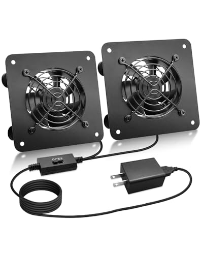 USB Cabinet 80mm Quiet Cooling Fan System with Speed Control, Metal 4" USB Powered AV Cabinet Fan for Home Theater, Game Console, Network Cabinet, Silent Operation(2 Fan Kit)