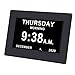 Produktbild Extra großer digitaler Kalender/Tages-/Fotorahmen, dimmbares Display, 12 Alarmoptionen, Tagesuhr mit nicht abgekürztem Tag- und Monatswecker (17,8 cm schwarz)