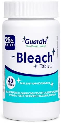GuardH Bleach Tablets - 40 Count. Bleach for Laundry and Multipurpose Cleaning.