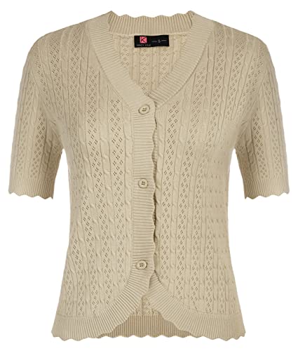 Short Sleeve Sweaters For Women Summer Lightweight Cropped Cardigan Shrugs For Daily Office(Apricot,2Xl) #TOP1