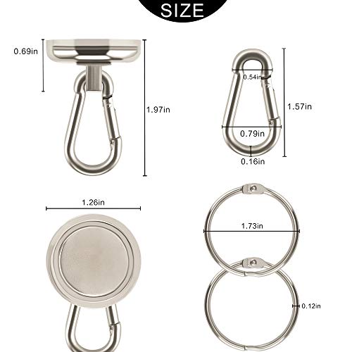 Ant Mag - Carabiner Magnetic Hooks 80Lbs Heavy Duty Neodymium Magnet Carabiner With Swivel Carabiner Snap Hook For Indoor/Outdoor Hanging Grill Kitchen Factory Warehouse Office (2Pack) #TOP1