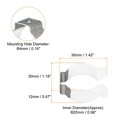 MECCANIXITY T10 U Clips Holder Bracket for LED Light Bulb Mounting Bracket Support Stainless Steel Fluorescent Tube Holder Screw Pipe Clamps Spring Holder Tool Clips, White Pack of 15 by MECCANIXITY - Image 2