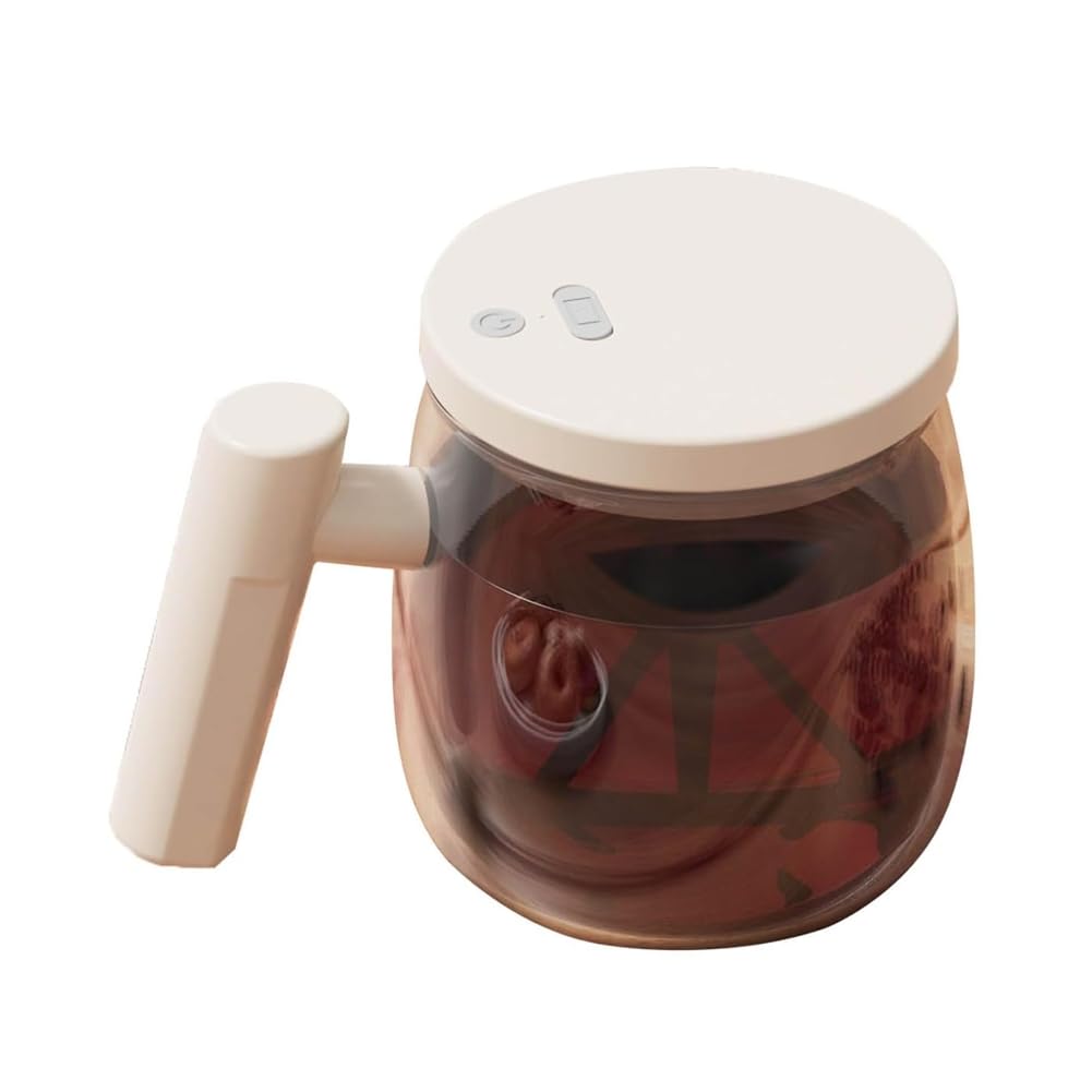 Vjsujehgy Self Stirring Coffee Mug Glass Self Stirring Travel Coffee Cup 400ML USB Charging Mixing Cup for Mix Coffee,Milk Khaki