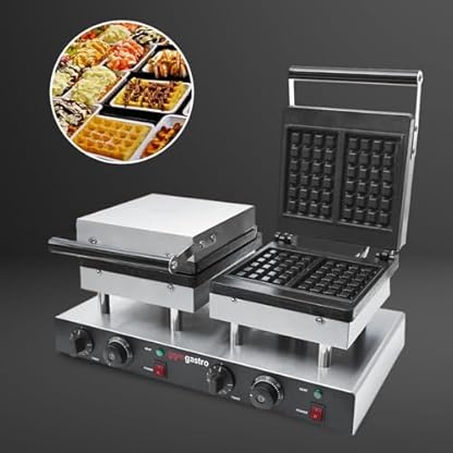 GGM Gastro | WAEBJ2 | Waffeleisen - Doppelt - Manuell - 4 kW - Form: 2 Brüsseler Waffeln - Backplatten teflonbeschichtet – Bild 7