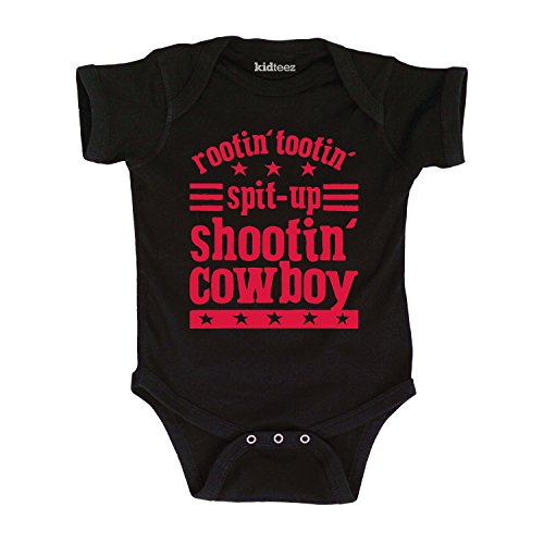 Instant Message - Rootin Tootin Shootin Cowboy - Infant Baby One Piece - Size 6 Months Black