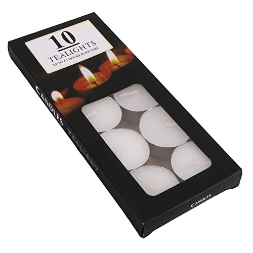 10 Pack Unscented Tea Light Candles 4.5 Hours Smokeless, Dripless Small Votive Mini 1.5" Tealight Candles For Home Decorative, Pool, Shabbat, White #TOP6