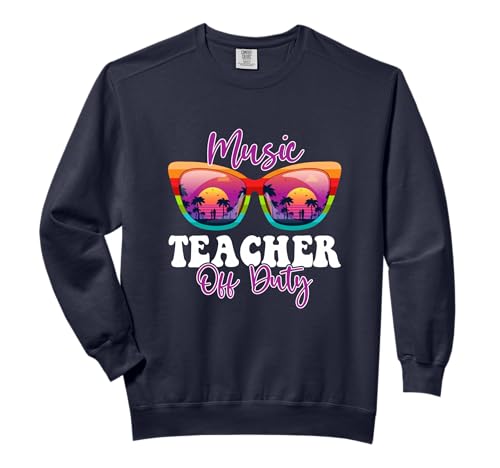 Music Teacher Off Duty Sunglasses Palm Tree Beach Sunset Comfort Colors Adult Sweatshirt