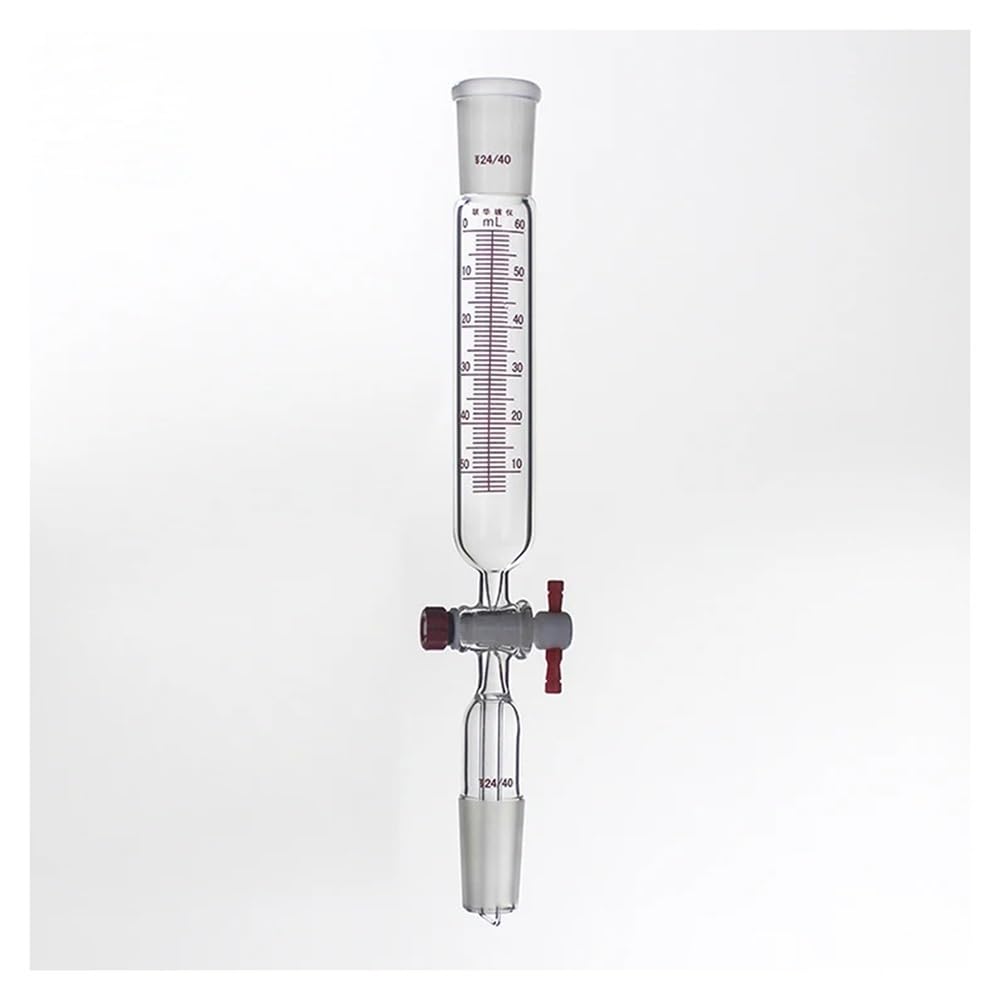 Attrezzature e forniture di laboratorio Imbuto antigoccia cilindrico con valvola graduata e PTFE in vetro borosilicato LH-471