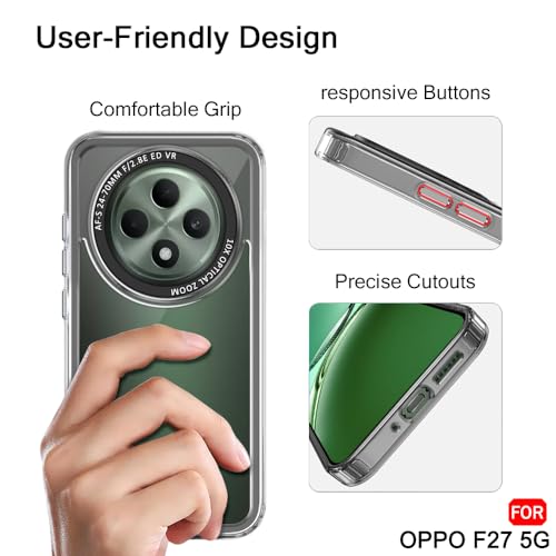 Image of TheGiftKart Hybrid Shockproof Back Cover Case for Oppo F27 5G | Stylish Camera Border | Electroplated Buttons | Crystal Clear Hard Back Cover Case (TPU & PC, Smoked Bumper)