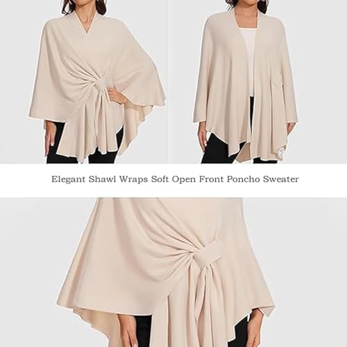 Simplifyleast Shawl Wraps for Women, Elegant Shawl Wraps Soft Open Front Poncho Sweater for Spring Fall Winter2