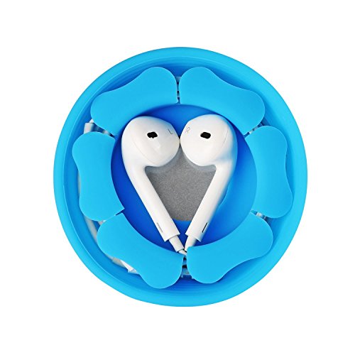 Earbud Holder Cord Wrapper Organizer, Mairui Tangle-Free Silicone Magnetic Earphone Winder Carrying Case (Blue) #TOP2