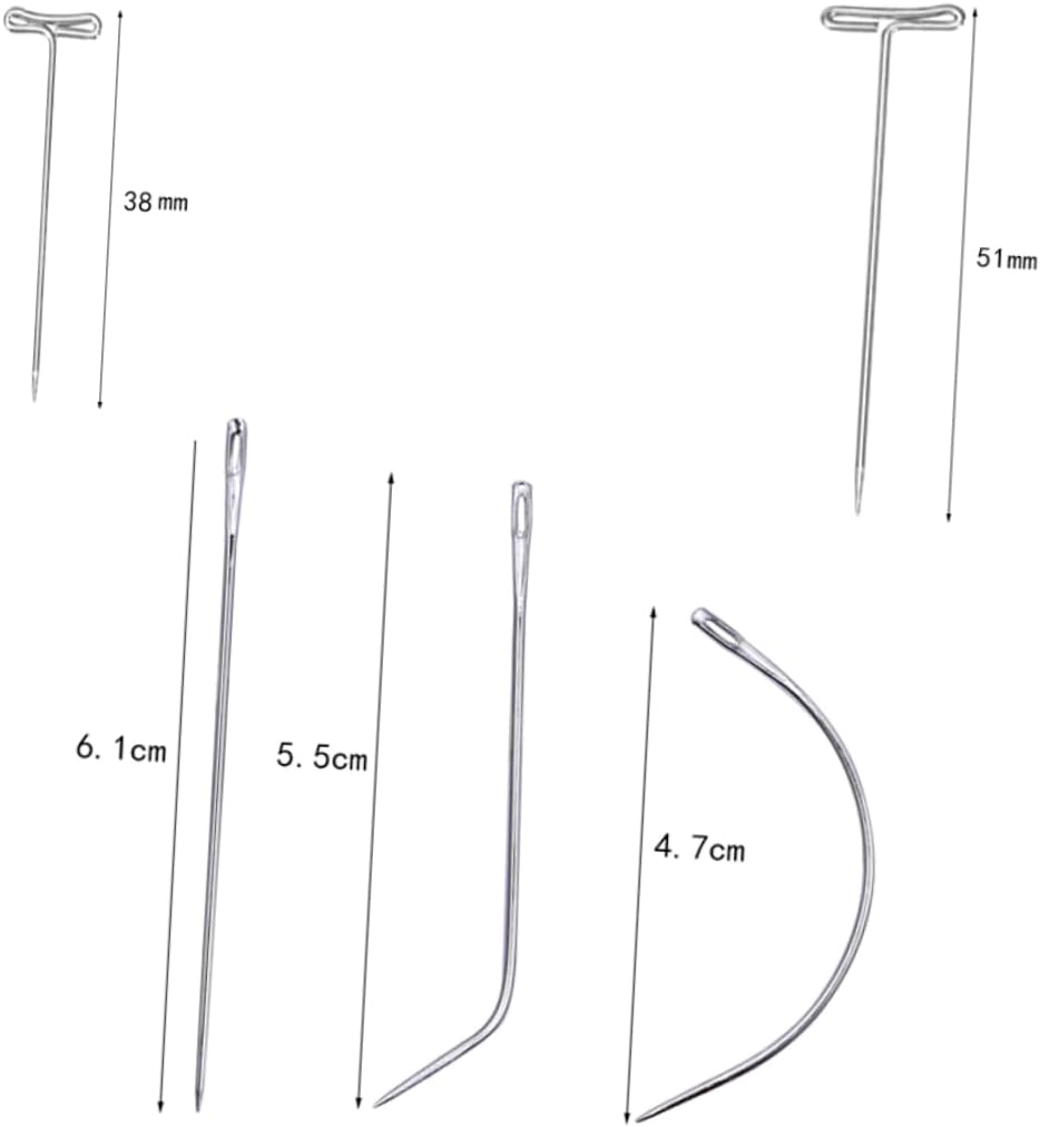 STOBOK 170pieces DIY Positioning Pin Set Wig Making Needles T-pins Straight Curved Kit for Wig Making Blocking Knitting Crafts