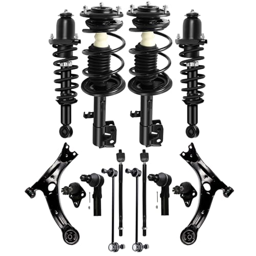 AMCCM Complete 14Pcs Front & Rear Suspension Kits for 2009-2013 for Toyota for Corolla & 2011-2013 for Matrix Replaces 2pcs Control Arms Ball Joints Stabilizer Bar Link 4pcs Tie Rod End