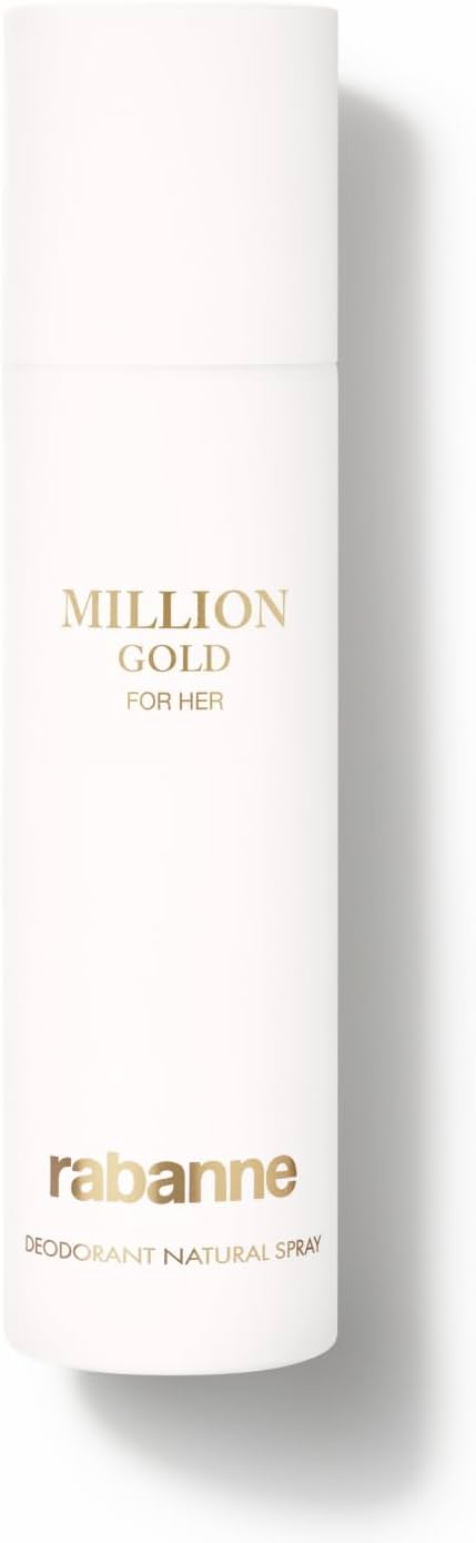 Rabanne Million Gold For Her Desodorante en Spray para Mujer - 5.1 oz | Spray Corporal de Fragancia de Lujo con Rosa Brillante, Flores Blancas Femeninas y Almizcle Mineral Salado, Frescura de Larga Duración 5.1 Fl Oz (Paquete de 1)
