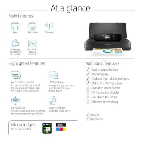 HP OfficeJet 200 Wireless Mobile Printer - Black, Battery Included (CZ993A) by HP - Image 3