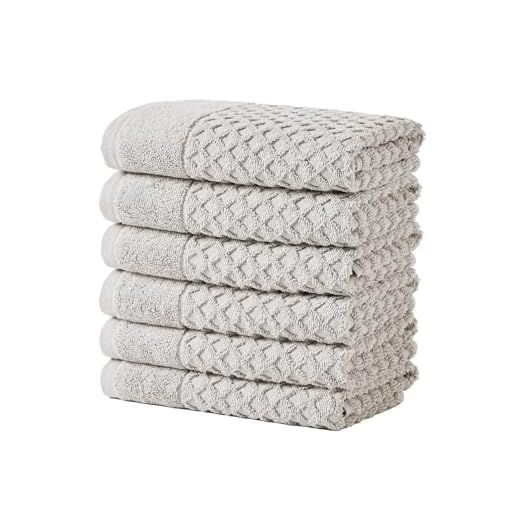 Great Bay Home Towel, 100% Cotton Grey Hand Towels | 6 Soft Bathroom Hand Towels | Highly Absorbent, Quick Dry Bath Towels | Grayson Collection, Set of 6, Diamond - Light Grey