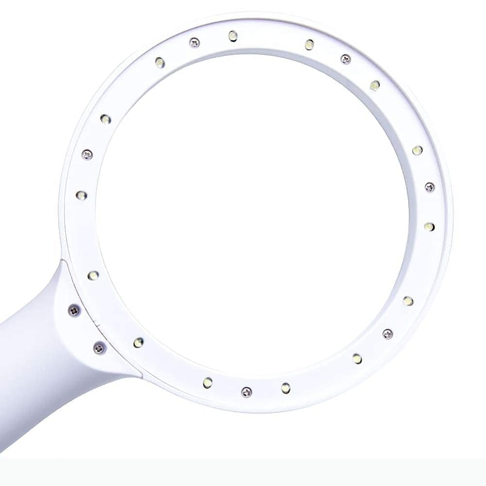 Lupe, Tragbare, Ultraleichte Handlupe Mit 14 LEDs Und 30-Facher Vergrößerung Zum Lesen/Weiß