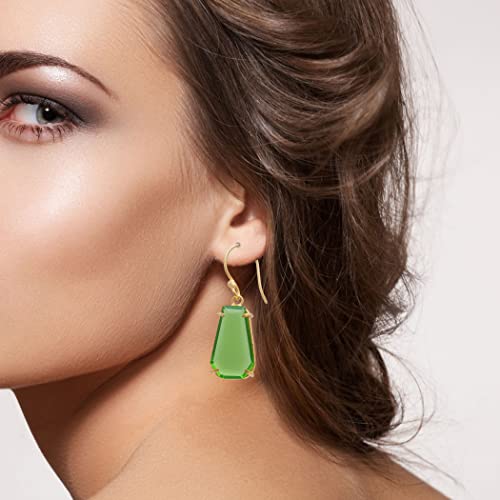 Veracity Jewelry Green Peridot 18K Yellow Gold Plated Coffin Shape Style Designer Earrings For Women - August Birthstone Peridot Coffin Shape Handmade Halloween Gift Earrings For Girls - Ve-552 #TOP2