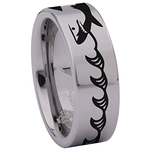 Tungsten Carbide Shark Ring Animal Inspired Wedding Band Anniversary Ring for Men and Women 8mm2