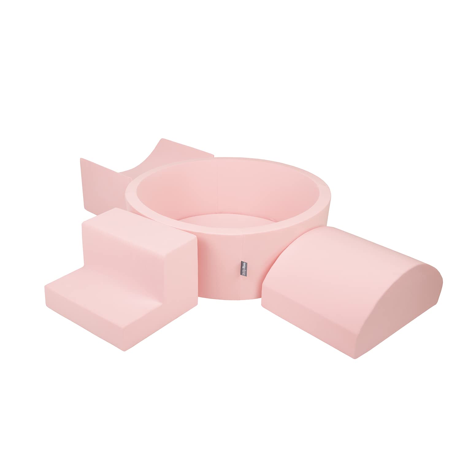 KiddyMoon Aire De Jeux en Mousse avec Rond Piscine À Balles (300 Balles) Fosses À Boules pour Enfants Jouets Parcours Obstacles, Fabriqué en UE, Rose:Rose Poudre/Perle/Transparent