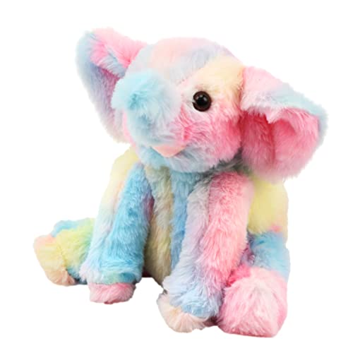 Hopearl Adorable Plush Rainbow Calf Elephant Toy Floppy Elephish Ultra Soft Stuffed Animal For Boys Girls Kids Toddlers, Colorful, 9'' #TOP6