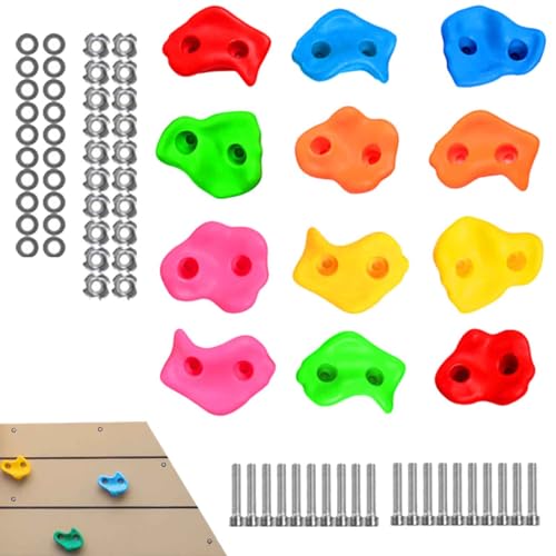Veeteah Presas de Escalada en Roca para niños,Muro de Escalada en Roca para niños - Kit Colorido para Escalar Paredes de Roca - Juego de Juegos para Escalar árboles, fácil de Instalar y Usar en casa