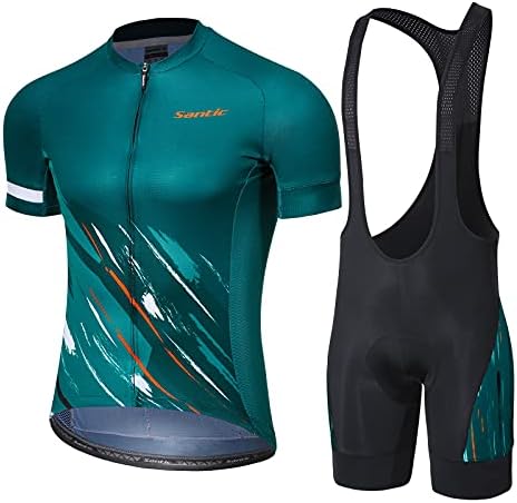 Santic Men's Cycling Jersey Set Bib Shorts 4D Padded Short Sleeve Outfits Set Quick-dry