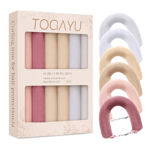 Togayu Heatless Curls Overnight Set, 6PCS Multi-Tonal Velvet Hair Rollers