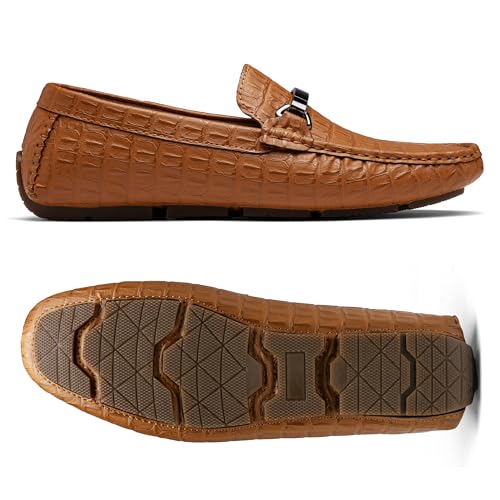Jousen Mens Crocodile Print Loafers Slip-On Dress Shoes, 3044A, Brown, 13 by Jousen - Used condition - Image 4