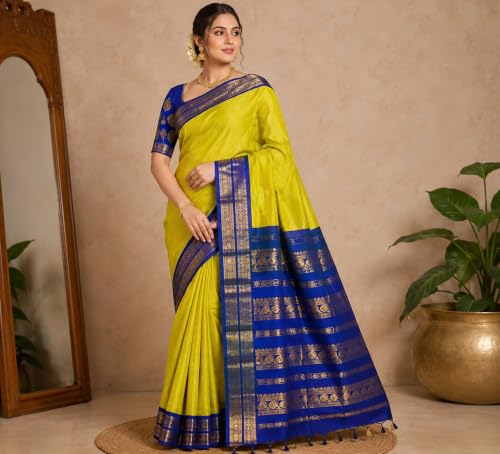 Generic royal blue gadwal silk saree – image 3
