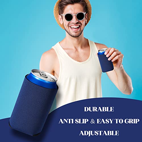 Tanlade 100 Pack Royal Blue Blank Can Cooler Sleeves Bulk Neoprene Can Covers Insulated Collapsible Drink Insulator Sublimation Sleeve for Juice Soda Beverage Water Birthday Weddings Party Supplies
