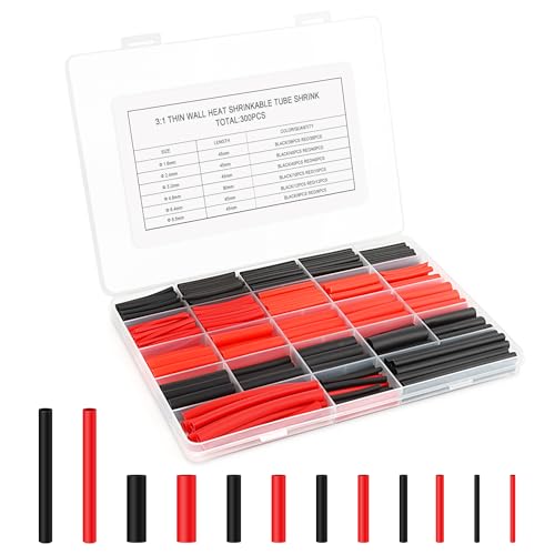 VFANDV 300 Pcs de Tubo Termorretráctil 3: 1, Tubo Termoretractil para Cables, Poliolefina Tubo Termoretráctil Envoltura de Alambre 2 Color 6 Tamaño, para Protección el Cable, Prevenir la Corrosión