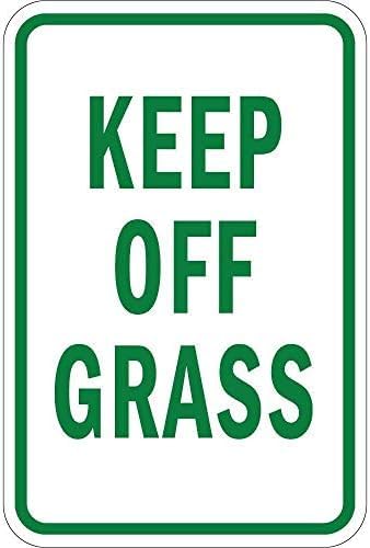 Warning Keep Off Grass Rust Free Aluminum Sign - Business Decor with Pre-Drilled Holes for Park, School Yard - 12x16 Inch​