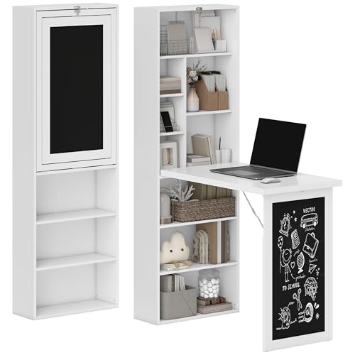 HOMCOM Bureau Informatique Pliable, Bureau avec Rangement, Table ...