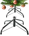 Green Metal Christmas Tree Stand with Grip Thumb Screws - Foldable Metal Green Xmas Tree Stand for Artificial or Real Christmas Spruce with Screws