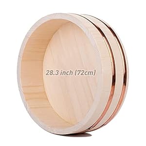 Large Japanese Wooden Hangiri Sushi Rice Mixing Bowl Tub for Sushi Restaurant Sushi 28 inch/72cm Diameter