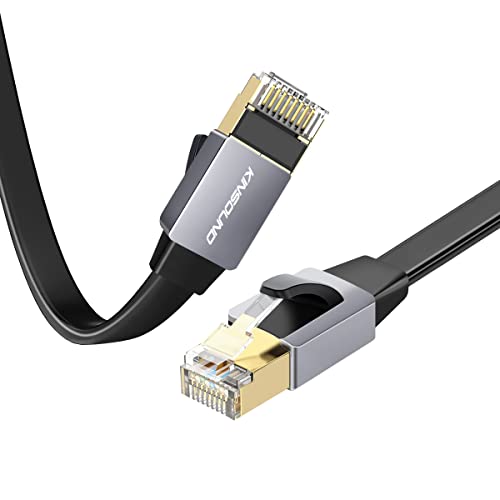 Kinsound Lan 10 Gigabit 600Mhz Cat 7 Durable Aluminum Rj45 Network Cable For Gaming, Tv, Modem, Router, Lan Adsl (Black And Silver, 1M)