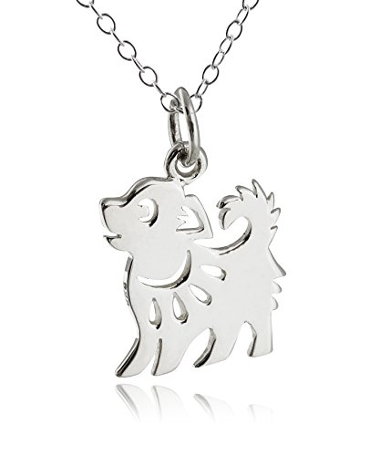 FashionJunkie4Life Sterling Silver Year of The Dog Charm Pendant Necklace, 18 Inch Chain